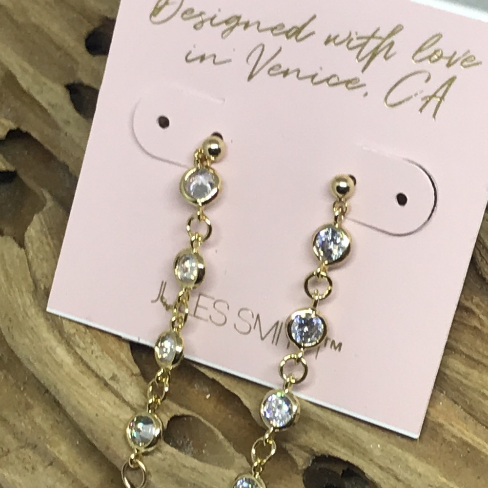 Jules Smith Bling Pearl Drop Earrings-NEW